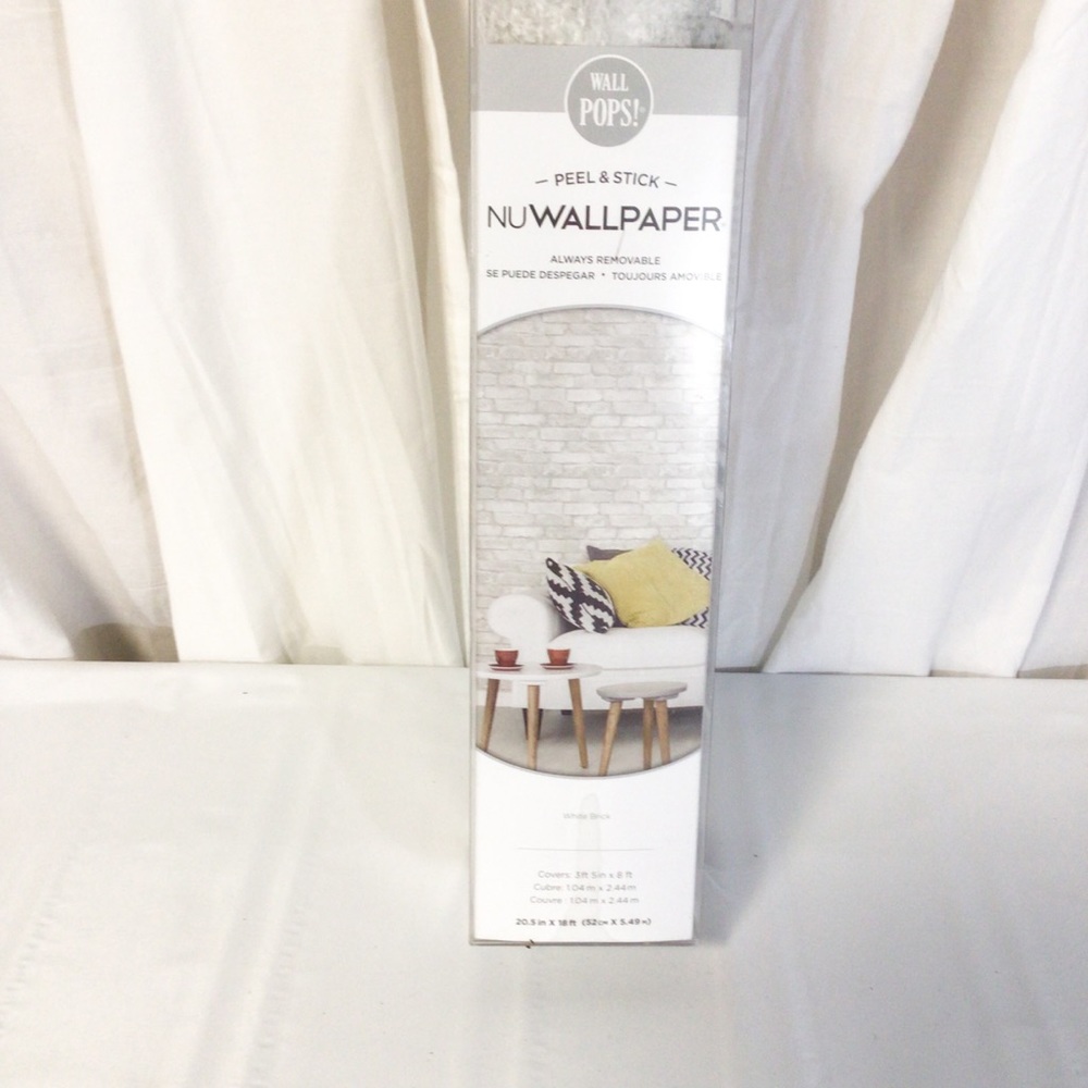 Wall pops nuwallpaper whit brick peel and stick wallpaper